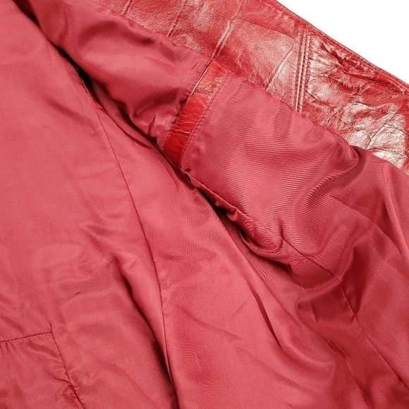 New Identify Red Genuine Leather Embossed Jacket  Sz 8 - Picture 15 of 15